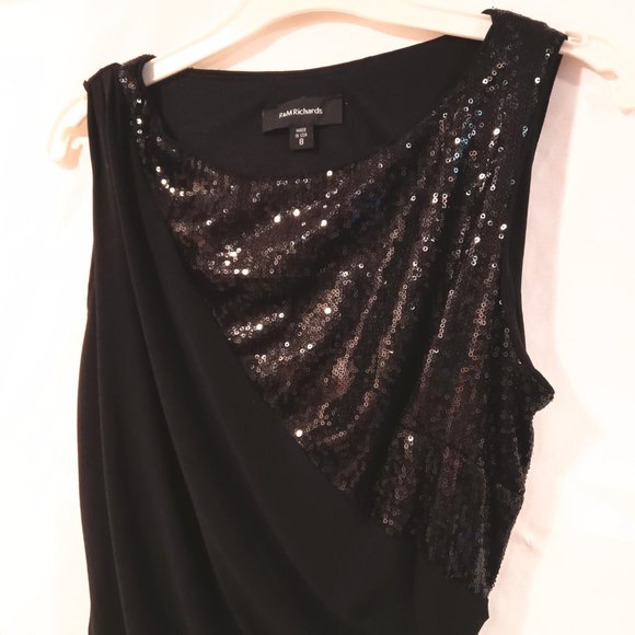 Prom Dress Wedding Gown Size 8 R&M Richards NWT Black Color Sequence Bodycon - Picture 3 of 4